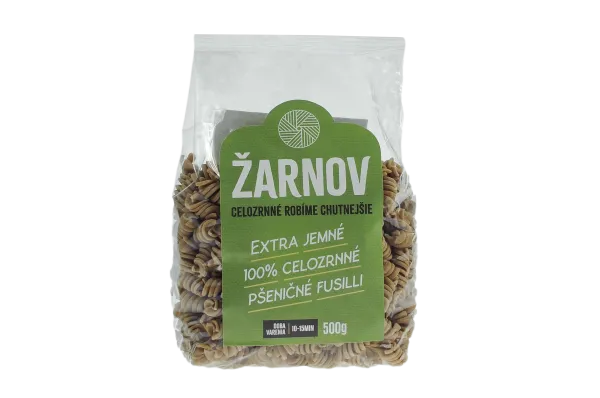 100% Celozrnné Cestoviny Žarnov - Fusilli 500g